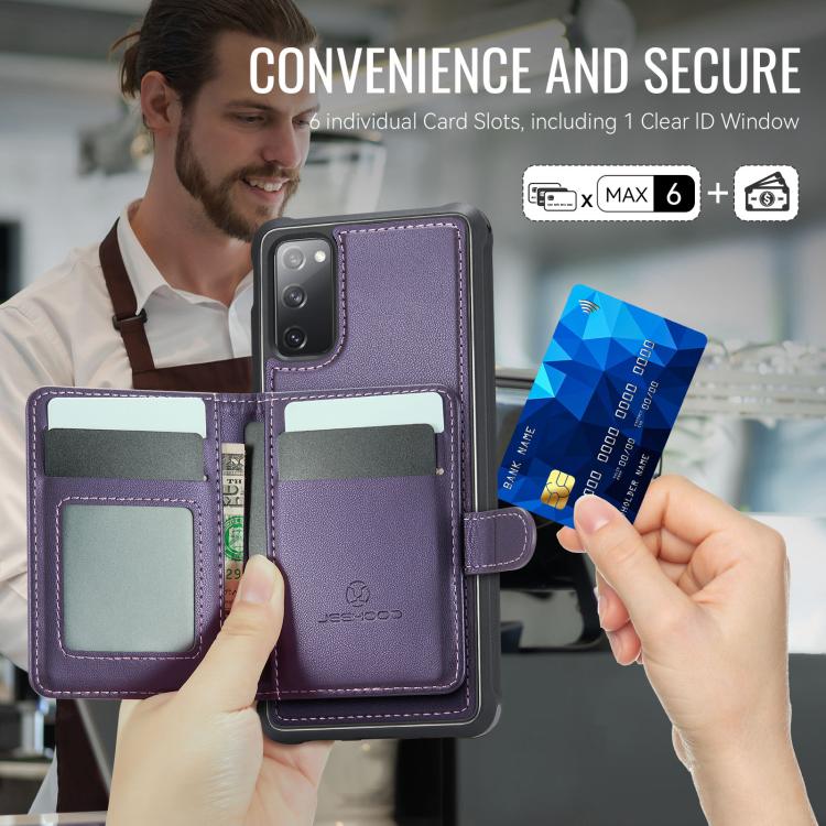 JEEHOOD J09 Buckle Card Bag MagSafe Magnetic Style RFID Leather Phone Case