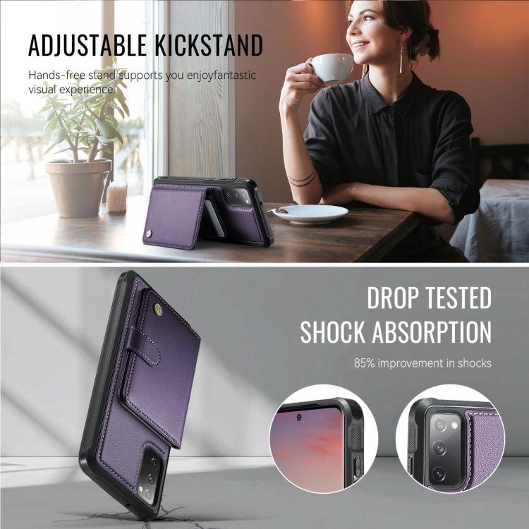 JEEHOOD J09 Buckle Card Bag MagSafe Magnetic Style RFID Leather Phone Case