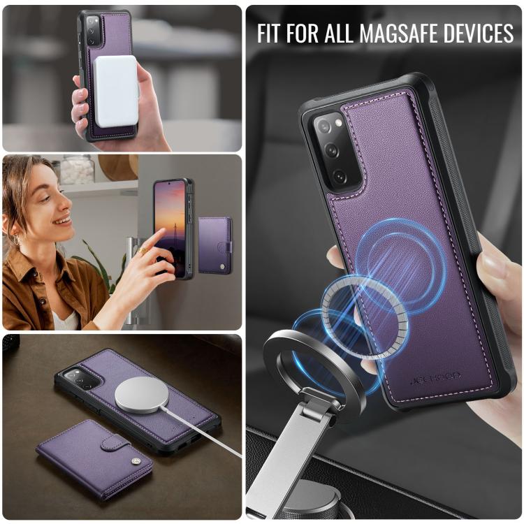 JEEHOOD J09 Buckle Card Bag MagSafe Magnetic Style RFID Leather Phone Case