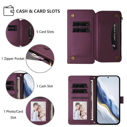 Butterfly Love Flower Multi-card Zipper Wallet Leather Phone Case