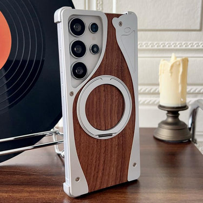 Walnut Metal Frameless 360 Degree Rotation Holder MagSafe Phone Case