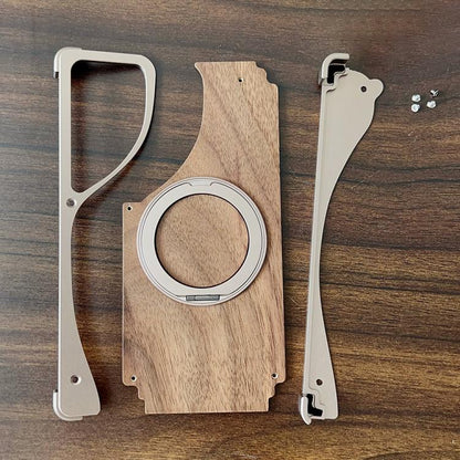 Walnut Metal Frameless 360 Degree Rotation Holder MagSafe Phone Case