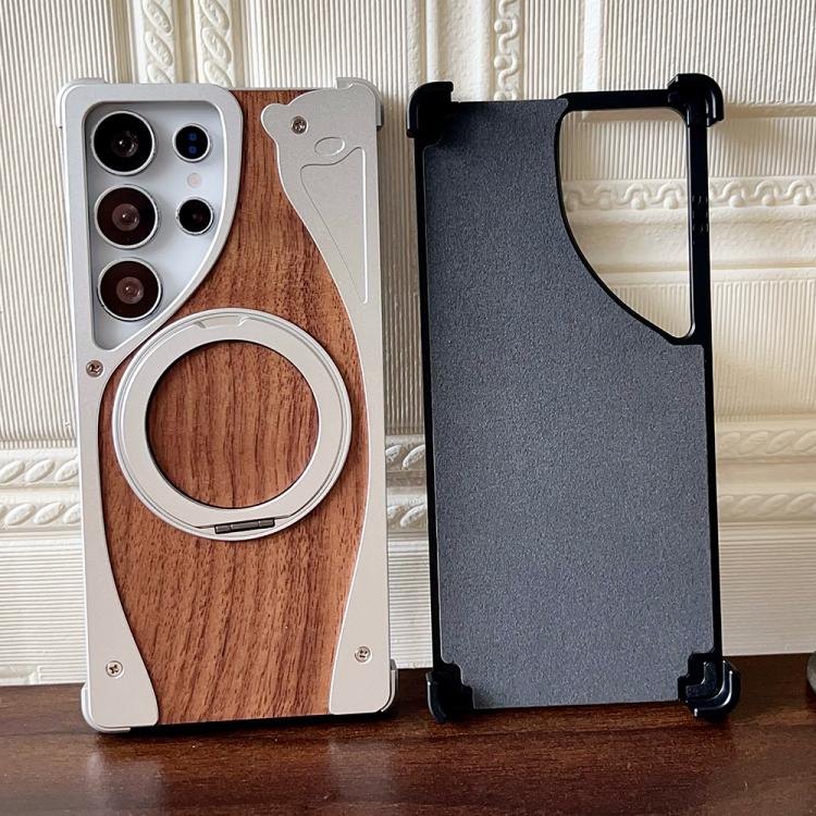 Walnut Metal Frameless 360 Degree Rotation Holder MagSafe Phone Case