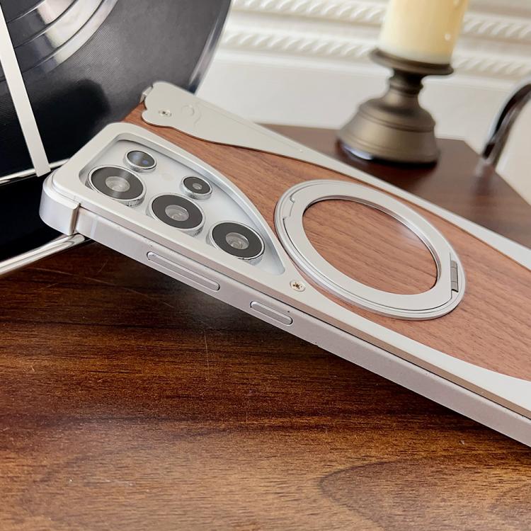 Walnut Metal Frameless 360 Degree Rotation Holder MagSafe Phone Case