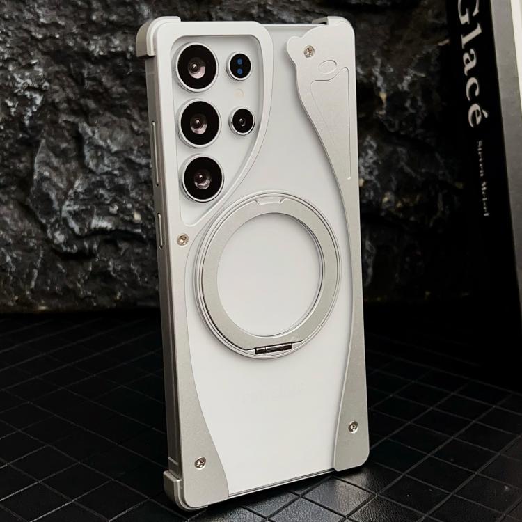 Metal Frameless 360 Degree Rotation Holder MagSafe Transparent Phone Case