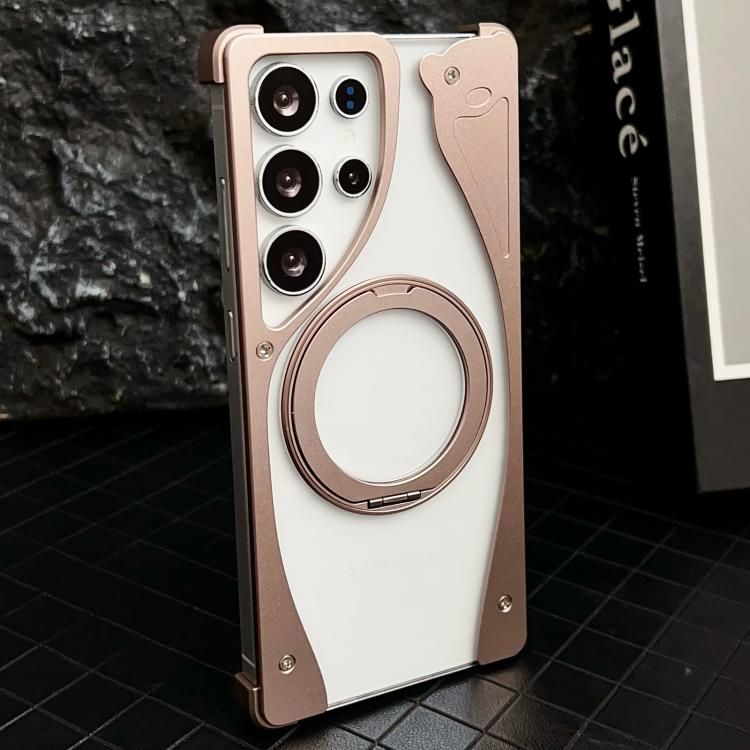 Metal Frameless 360 Degree Rotation Holder MagSafe Transparent Phone Case