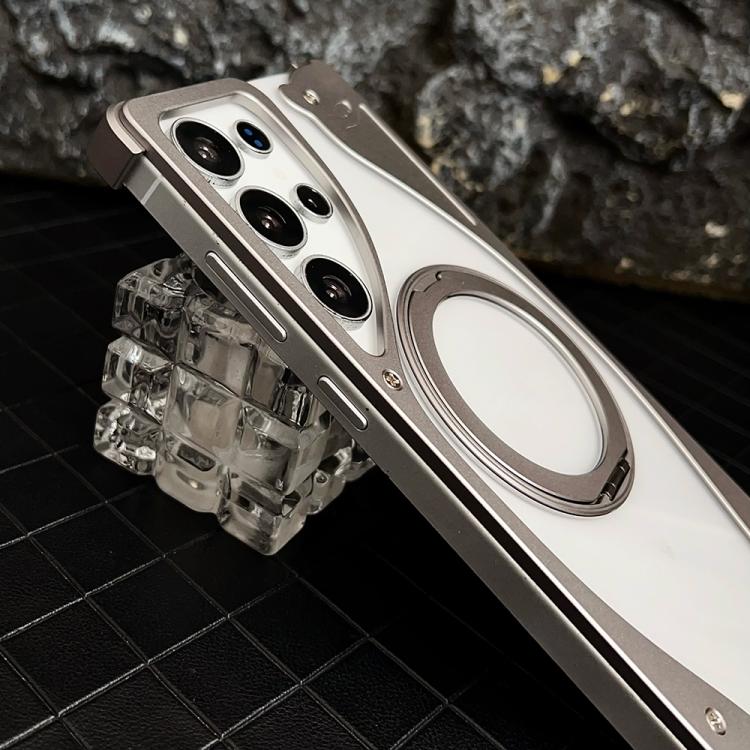 Metal Frameless 360 Degree Rotation Holder MagSafe Transparent Phone Case