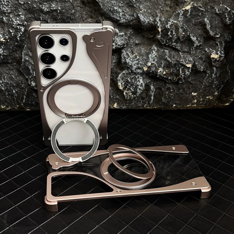 Metal Frameless 360 Degree Rotation Holder MagSafe Transparent Phone Case