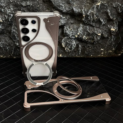 Metal Frameless 360 Degree Rotation Holder MagSafe Transparent Phone Case