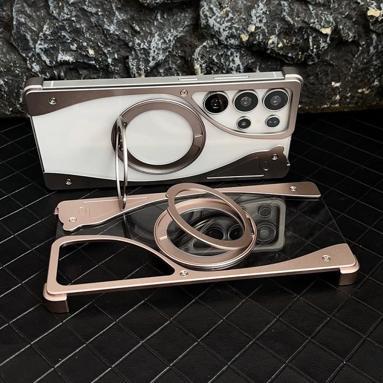 Metal Frameless 360 Degree Rotation Holder MagSafe Transparent Phone Case