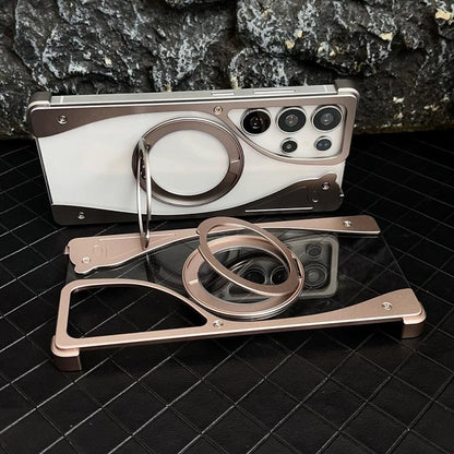 Metal Frameless 360 Degree Rotation Holder MagSafe Transparent Phone Case