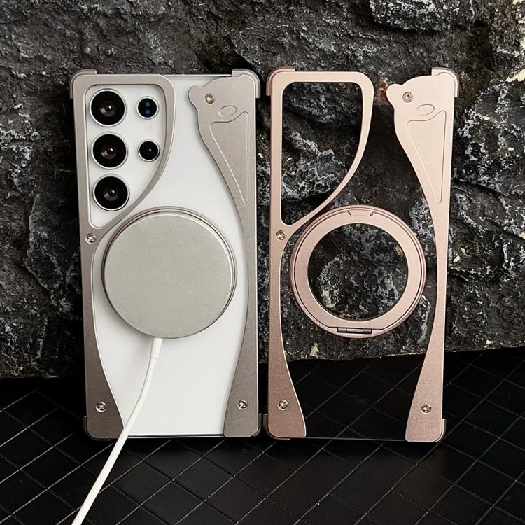 Metal Frameless 360 Degree Rotation Holder MagSafe Transparent Phone Case