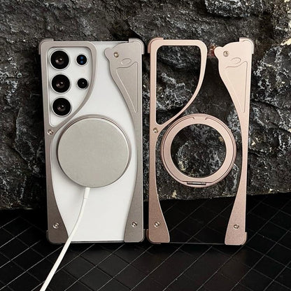 Metal Frameless 360 Degree Rotation Holder MagSafe Transparent Phone Case