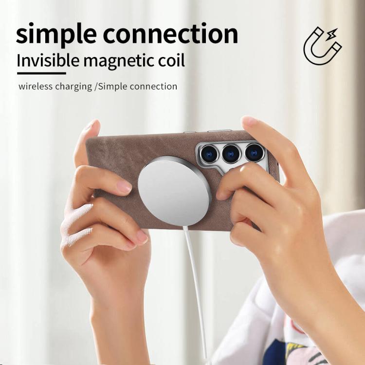 VIETAO Retro Denim Texture PU Leather MagSafe Phone Case