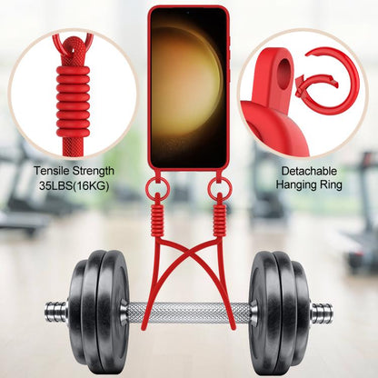 Integrated Card Bag Solid Color Liquid Silicone Phone Case Gen2 with Short Lanyard