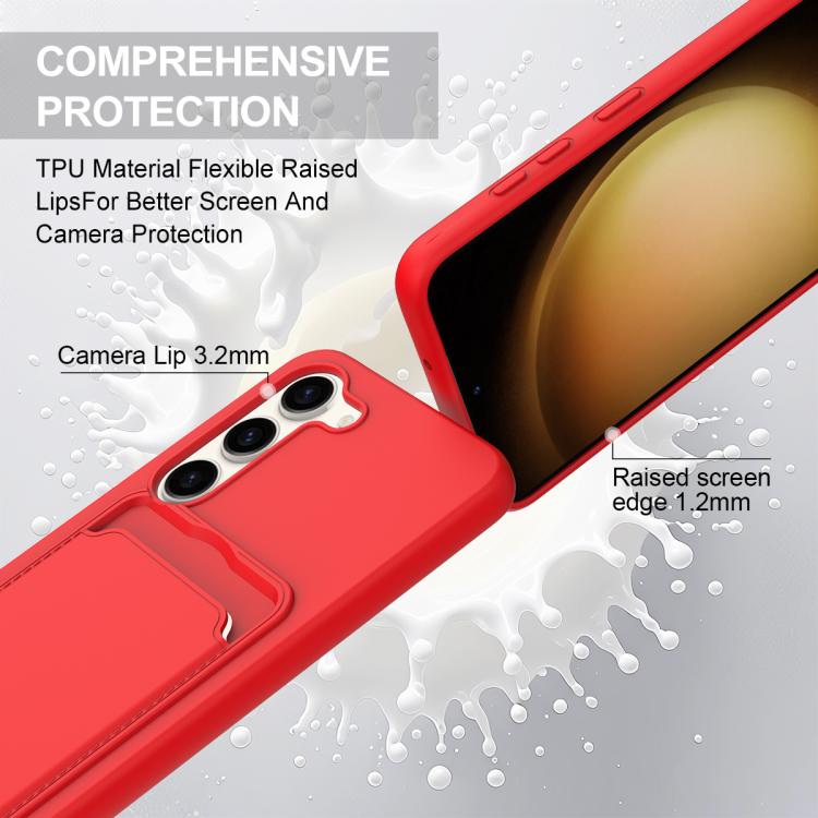 Integrated Card Bag Solid Color Liquid Silicone Phone Case Gen2 with Short Lanyard