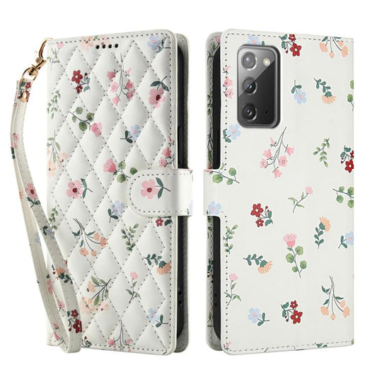 Flower Pattern Buckle Leather Phone Case with Lanyard