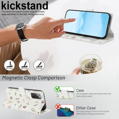 Flower Pattern Buckle Leather Phone Case with Lanyard