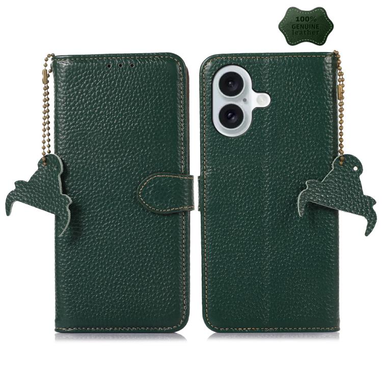 Genuine Leather Litchi Texture RFID Leather Phone Case