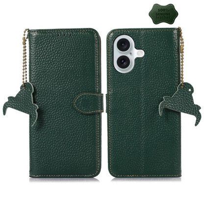 Genuine Leather Litchi Texture RFID Leather Phone Case