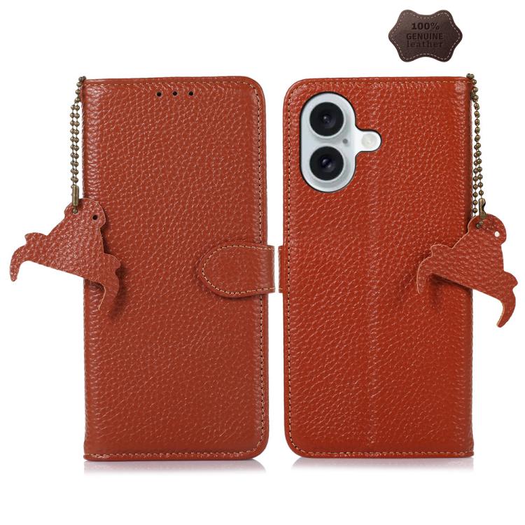 Genuine Leather Litchi Texture RFID Leather Phone Case