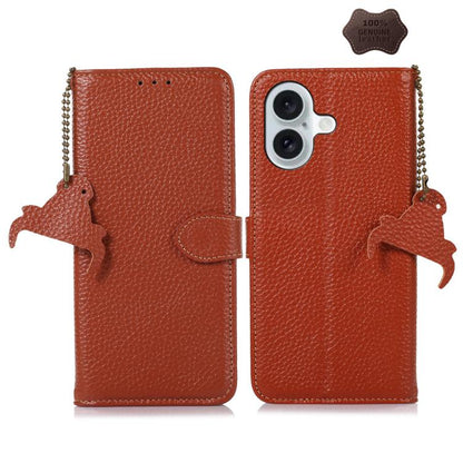 Genuine Leather Litchi Texture RFID Leather Phone Case