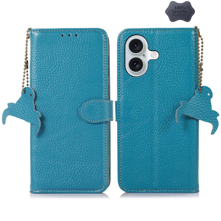 Genuine Leather Litchi Texture RFID Leather Phone Case