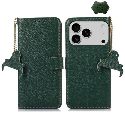Genuine Leather Litchi Texture RFID Leather Phone Case