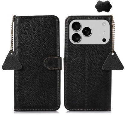 Genuine Leather Litchi Texture RFID Leather Phone Case
