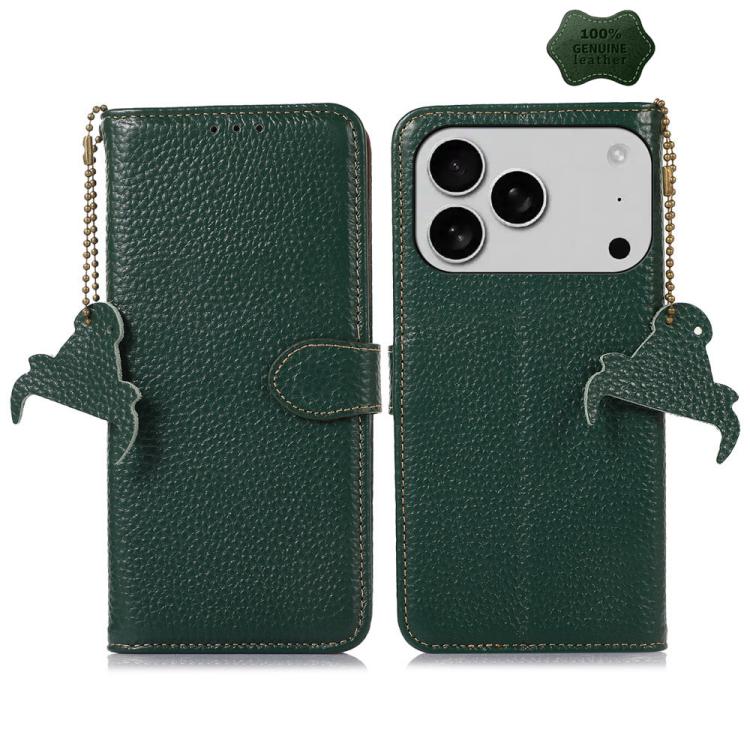 Genuine Leather Litchi Texture RFID Leather Phone Case