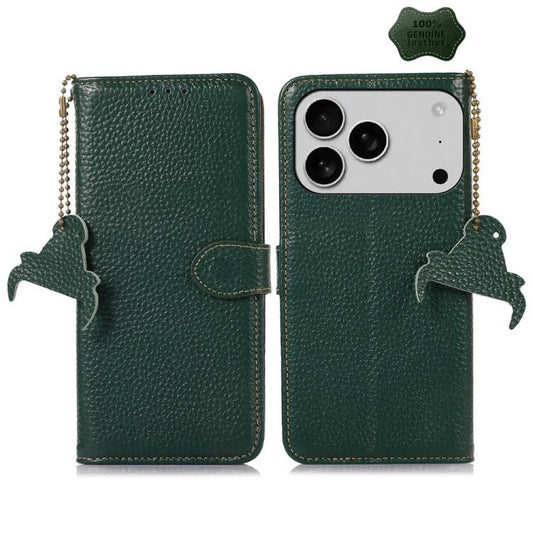 Genuine Leather Litchi Texture RFID Leather Phone Case