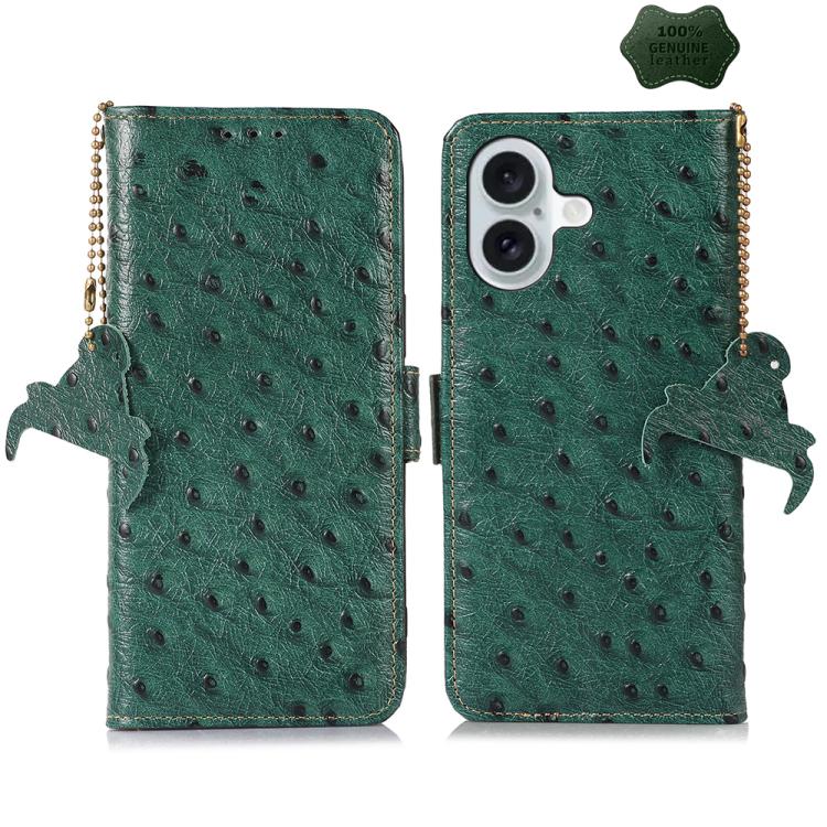 Ostrich Pattern Genuine Leather RFID Phone Case