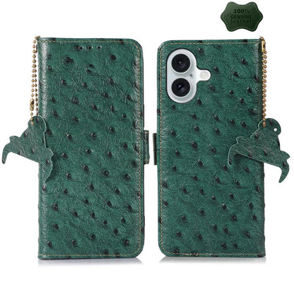 Ostrich Pattern Genuine Leather RFID Phone Case