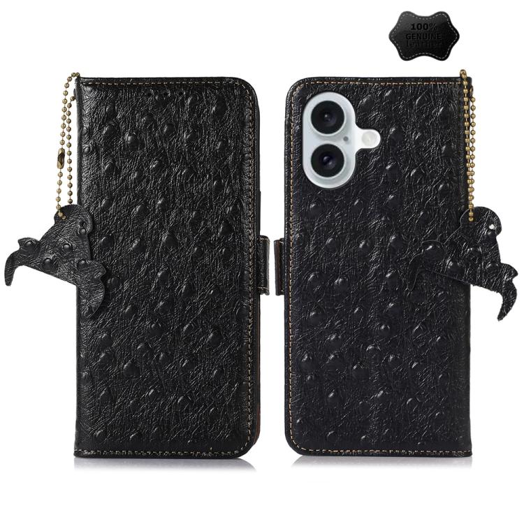 Ostrich Pattern Genuine Leather RFID Phone Case