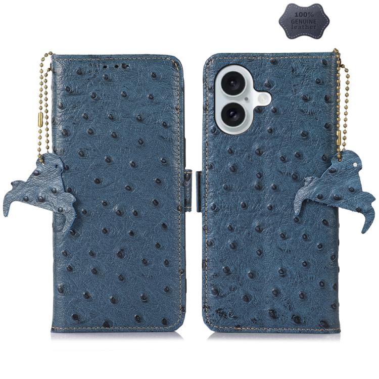 Ostrich Pattern Genuine Leather RFID Phone Case