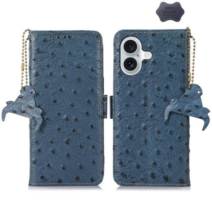 Ostrich Pattern Genuine Leather RFID Phone Case