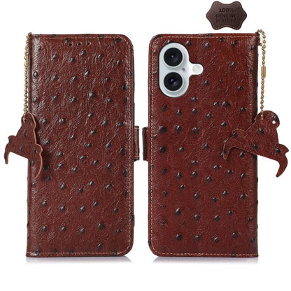 Ostrich Pattern Genuine Leather RFID Phone Case