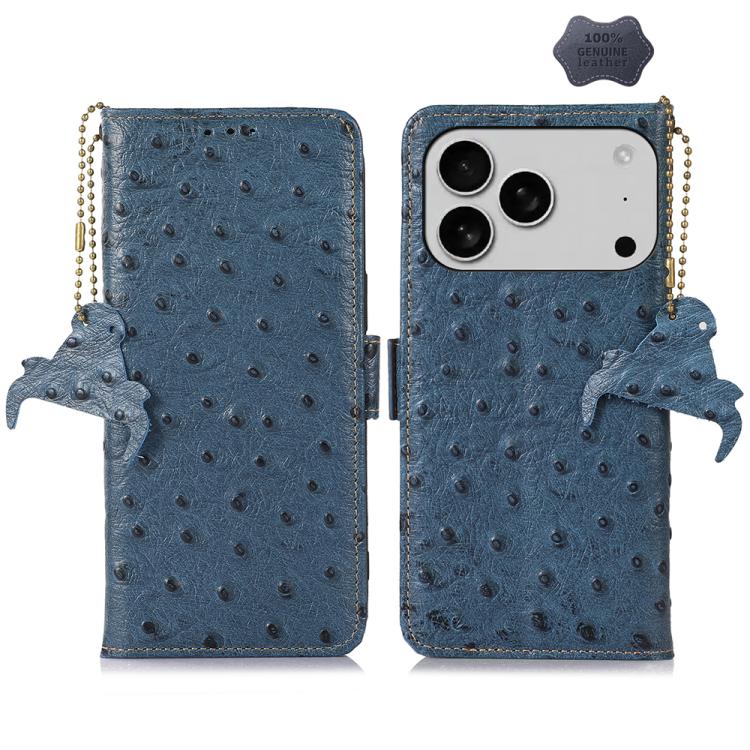 Ostrich Pattern Genuine Leather RFID Phone Case