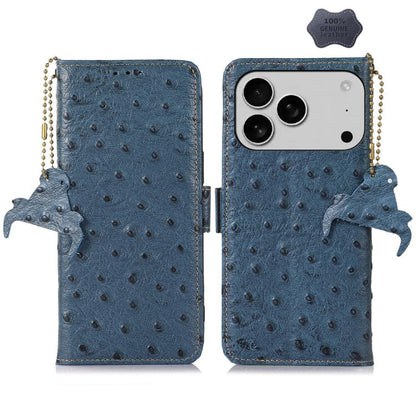 Ostrich Pattern Genuine Leather RFID Phone Case