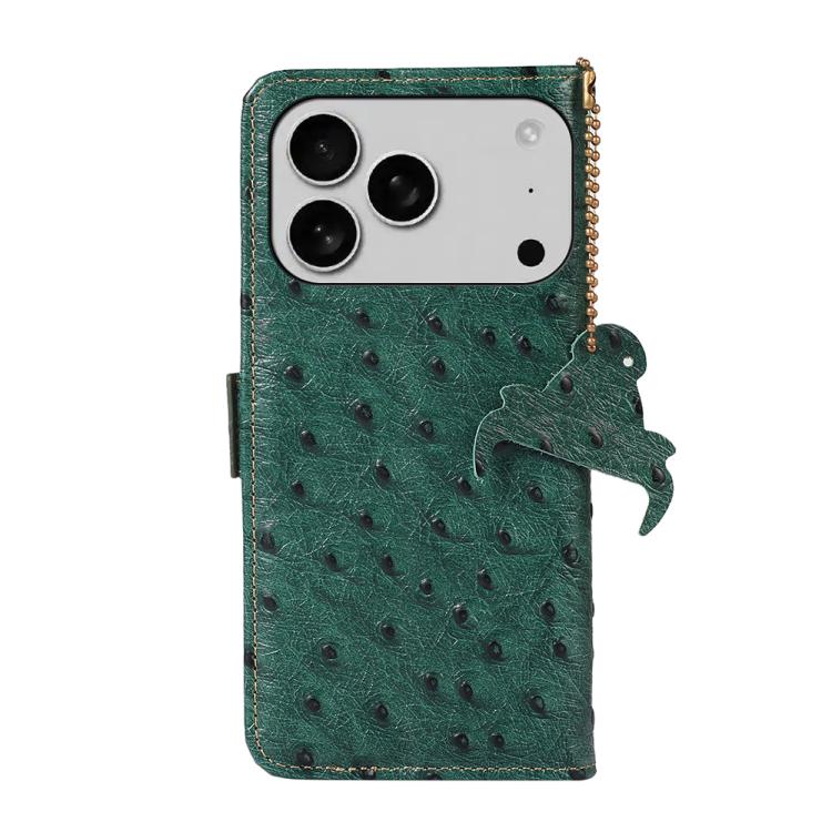 Ostrich Pattern Genuine Leather RFID Phone Case