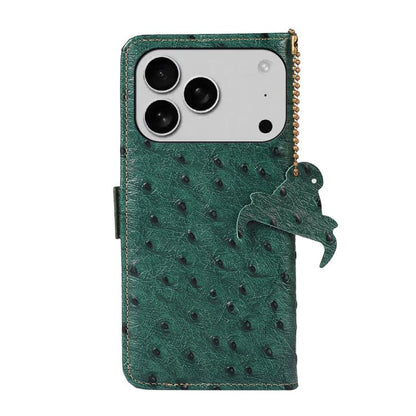 Ostrich Pattern Genuine Leather RFID Phone Case