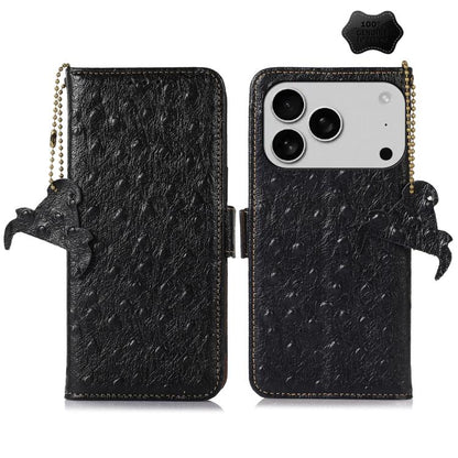 Ostrich Pattern Genuine Leather RFID Phone Case