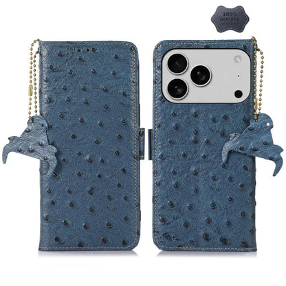 Ostrich Pattern Genuine Leather RFID Phone Case