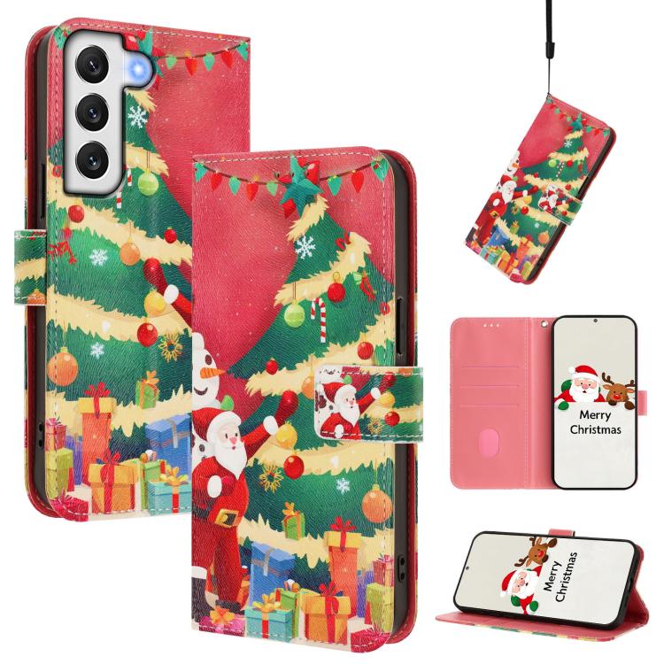 Christmas Series Buckle Leather Phone Case with Hand Strap