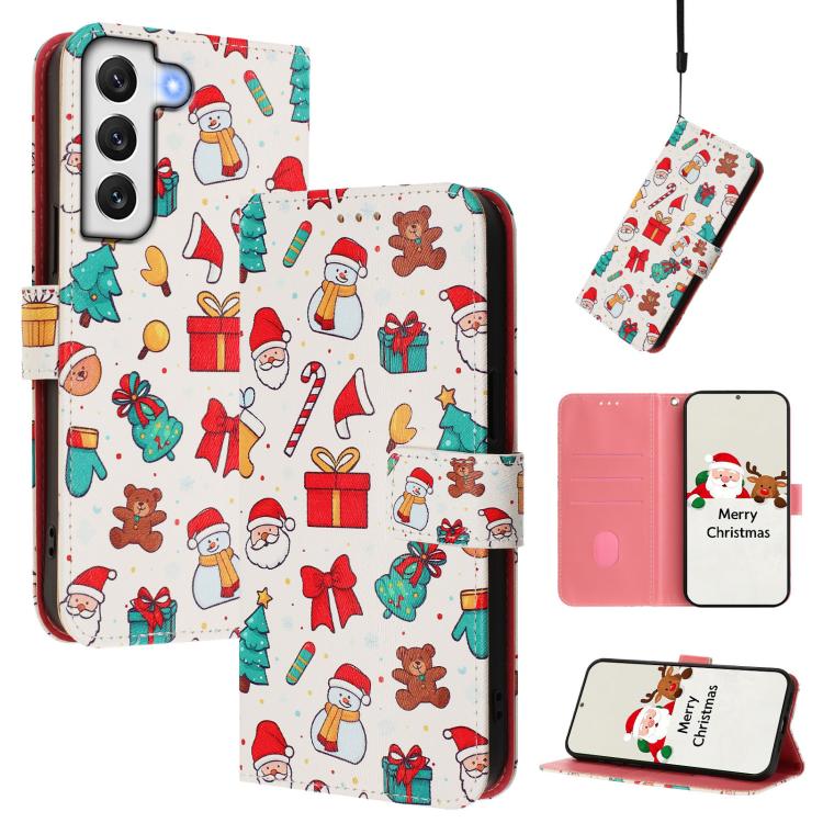 Christmas Series Buckle Leather Phone Case with Hand Strap
