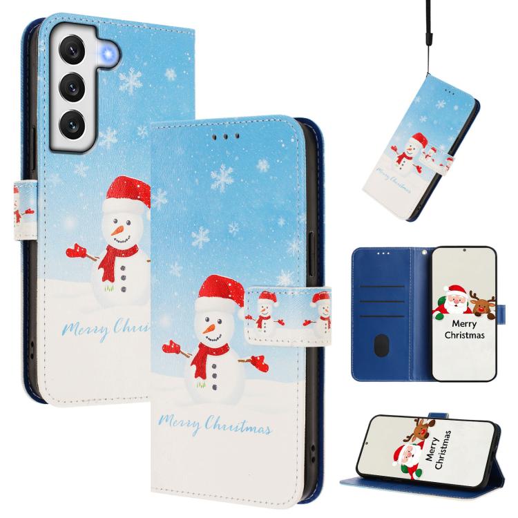 Christmas Series Buckle Leather Phone Case with Hand Strap
