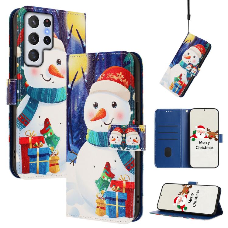 Christmas Series Buckle Leather Phone Case with Hand Strap