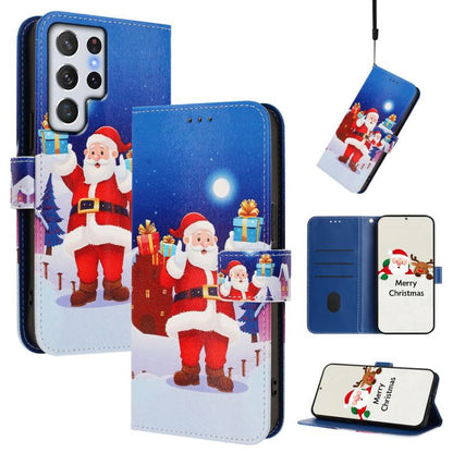 Christmas Series Buckle Leather Phone Case with Hand Strap
