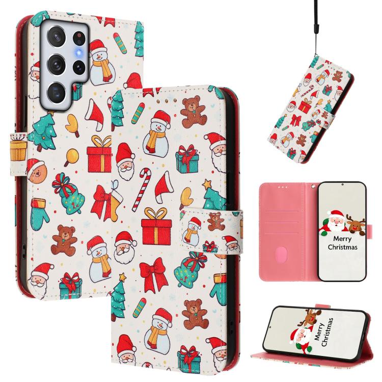 Christmas Series Buckle Leather Phone Case with Hand Strap