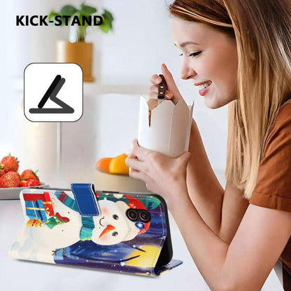 Christmas Series Buckle Leather Phone Case with Hand Strap